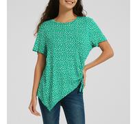 Be You Women's Ruched Side Regular Fit T-Shirt Green Spot 20 (3XL) Female