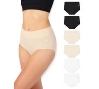 Bea Lot de 6 Culottes pour Femme Taille Haute en Bambou, Culotte pour Femme Gainante en Bambou Ultra Douce, Respirante et Légèrement Gainante