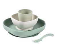 Béaba – Coffret repas en silicone 4 pièces avec ventouse antidérapante – Vert sauge
