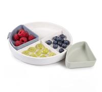BÉABA, Assiette Bébé Porcelaine Compartimentée Mix & Match, Ventouse, Galet | Porcelaine renforcée, Matériau sain, Compartiments amovibles, Ventouse, Bords hauts, Micro-ondes, Lave-vaisselle, Four 200°C