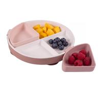 BÉABA, Assiette Bébé Porcelaine Compartimentée Mix & Match, Ventouse, Rose | Porcelaine renforcée, Matériau sain, Compartiments amovibles, Ventouse, Bords hauts, Micro-ondes, Lave-vaisselle, Four 200°C