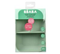 Béaba Assiette silicone compartimentée plat divisé – ventouse antidérapante – Vert sauge 1ut