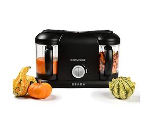 BÉABA, Babycook Duo Robot Bébé 4 en 1 Mixeur-Cuiseur, Cuisson Vapeur rapide 15min, Diversification alimentaire, Petits pots bébé maison, Contenance XXL 2200 ml, Noir