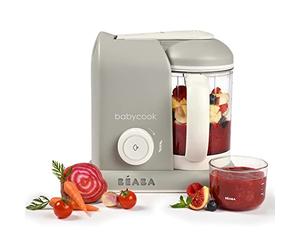 BÉABA, Babycook Solo, Robot Bébé 4 en 1 Mixeur-Cuiseur, Cuisson Vapeur, Diversification alimentaire, Petits pots bébé maison, Gris