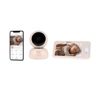 BÉABA, Babyphone, Ecoute Bébé Vidéo 2 en 1, Ecran/Application mobile dédiée, Caméra HD, Rotation à 360°, Vision Nocturne, Talkie Walkie, Berceuses, Contrôle température et humidité, Zen Premium Argile