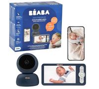BÉABA, Babyphone, Ecoute Bébé Vidéo 2 en 1, Ecran/Application mobile dédiée, Caméra HD, Rotation à 360°, Vision Nocturne, Talkie Walkie, Berceuses, Contrôle température/humidité, Zen Premium Bleu nuit