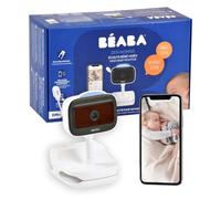 BÉABA, Babyphone Écoute Bébé Vidéo Sans Fil avec Clip, Nomade, Vision Nocturne, Appli Mobile, Veilleuse Colorée, Talkie Walkie, Berceuses, Thermomètre Contrôle Humidité, Autonomie 6h, Zen Nomad Blanc