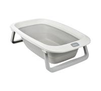 BÉABA, Baignoire Pliable bébé, Ultra Compacte, Pieds antidérapants, Design et tendance, Bouchon de vidange, Rangement Pratique, Encombrement minimal, Facile d'utilisation, Eazy Pop Camélé'O, 29L, Gris