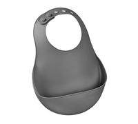 BÉABA, Bavoir pour Bébé en Silicone Imperméable, Tour de cou ajustable, Large poche rattrape aliments, Souple, Léger, Ultra doux, Facile à nettoyer, Mineral