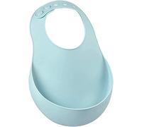 BÉABA, Bavoir pour Bébé en Silicone Imperméable, Tour de cou ajustable, Large poche rattrape aliments, Souple, Léger, Ultra doux, Facile à nettoyer, Airy green