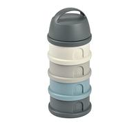 Béaba - Boîte doseuse de lait empilable - 4 compartiments, 100% hermétique - Gris minéral/bleu