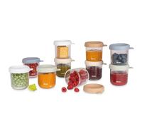 BÉABA, Coffret 10 Portions Verre Conservation Repas Bébé/Verre Résistant, 100% Hermétique, Résiste Chaleur Froid, Congélation, Stérilisation, Graduation, 250 ml, Natural Colors