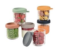 BÉABA Coffret conservation repas bébé 6 pots verre 250ml — Extra résistant, 100% hermétique, Sunrise