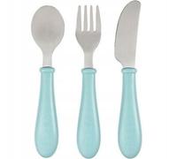 Beaba Couverts en acier inoxydable avec couteau, fourchette et cuillère - vert clair ; 913461