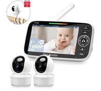 BÉABA-Double caméra Babyphone vidéo-écran couleur,vision nocturne, berceuse-Écran HD 1080P extra large 5""-Mode VOX intelligent
