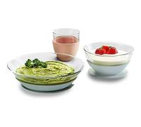 BÉABA & Duralex, Coffret Repas Enfant en Verre, Assiette, Bol, Verre avec Ventouse Silicone, Ergonomique, Evolutif, Sain, Durable, Made in France, Eucalyptus