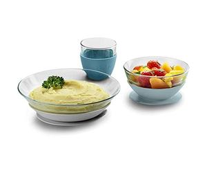 BÉABA & Duralex, Coffret Repas Enfant en Verre, Assiette, Bol, Verre avec Ventouse Silicone, Ergonomique, Evolutif, Sain, Durable, Made in France, Jungle