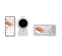 Béaba Zen Smart AI - Babyphone Vidéo Connecté 3 en 1 avec Caméra 360° Full QHD 4MP, Écran HD 720p, Application Mobile, IA Détection Retournement, Vision Nocturne, Veilleuse, Talkie-Walkie, VOX, Blanc
