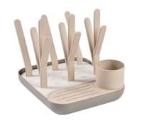 Béaba, Egoutte-biberons et Séchoir, Grande Capacité, Modulable, Jusqu'à 6 Biberons et Vaisselle Enfant, Pot à Accessoires, Ecoulement Optimisé, Facile à Ranger, Compact, Pratique, Argile