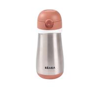 Béaba, Gourde Inox Enfant 2 en 1, Fonction Gourde/Verre, Bouton Push pour faciliter l'ouverture, Solide, Sain, Poignées amovibles, Inox Maintien du Froid/Chaud, 350ml, Terracota