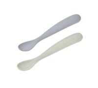 Beaba - Lot 2 cuillères 1er âge silicone avec boite de transport - Galet / Vert de gris