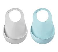 Beaba - Lot de 2 bavoirs silicone - Light mist/Airy green