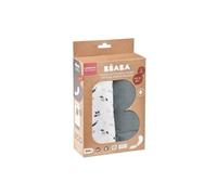 BEABA Lot de 2 langes bébé en mousseline de coton biologique, multi-usages, ultra doux et respirant, gris/flore
