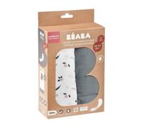 BEABA Lot de 2 langes bébé en mousseline de coton biologique, multi-usages, ultra doux et respirant, gris/flore