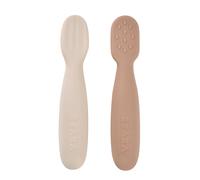 BÉABA, Lot de 2 cuilleres bebe 1er age, Pré-cuillères en Silicone, Couverts Bébé, Dès 4 Mois, Forme Ergonomique, Textures Différentes, Manche Ergonomique, Pralin/Argile