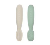 BEABA, Lot de 2 cuilleres bebe 1er age, Pré-cuillères en Silicone, Couverts Bébé, Dès 4 Mois, Forme Ergonomique, Textures Différentes, Manche Ergonomique, Sage green/Velvet grey