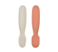 Béaba Lot de 2 cuillères bébé silicone ergonomiques dès 4 mois Terracotta/Velvet grey