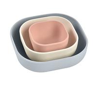 BÉABA, Lot de 3 Bols Silicone Gigogne, Set Repas Bebe, Set Vaisselle Silicone Enfant, Emboitables, Evolutif, Ergonomique, Matière Silicone Saine, Durable (Velvet grey/Cotton/Dusty rose)
