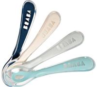 Beaba Lot de 4 cuillères en silicone 2ème âge Drizzle (différentes couleurs bleu foncé+rose+gris clair+vert clair) ; 913467