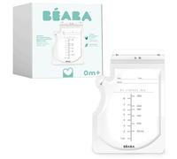 BÉABA, Lot de 50 Sachets Conservation Lait Maternel, Pré-Stérilisés, 250 ml | Sacs Congélation Allaitement, Poches Hermétiques, Sachets Gradués, Zone d'Étiquetage, Double Ouverture, Stockage Tire Lait