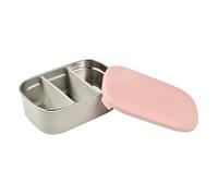 Béaba Lunch box Enfant, Boîte à dejeuner/Repas, Boite En Inox, Bento, Compartimenté, Séparateurs, Housse en Silicone, 760mL, Gris velours/Rose poudré