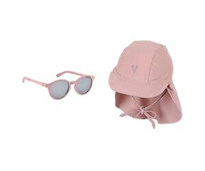 Béaba Lunettes de soleil pour enfants 4-6 ans & chapeau de soleil à visière Sterntaler pour le bain avec protection de la nuque et bande à nouer, protection UV 50+, taille 47, fille