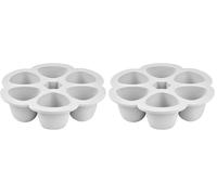Béaba, Multiportions Silicone de qualité premium, Résistance thermique extrême, Four et micro-onde, 6 alvéoles indépendantes, Couvercle hermétique, Fabriqué en Italie, 6x90 ml, Gris (Lot de 2)