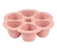 BÉABA, Multiportions Silicone de qualité premium, Résistance thermique extrême, Four et micro-onde, 6 alvéoles indépendantes, Couvercle hermétique, Fabriqué en Italie, 6x90 ml, Rose