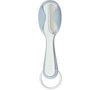 BÉABA, Peigne + brosse à cheveux, bébé/enfant, Système de rangement du peigne intégré au dos de la brosse, Bleu