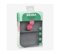 Béaba – Assiette silicone compartimentée avec ventouse – Anti‑dérapante, lave-vaisselle, Minéral