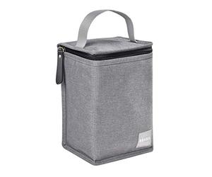 Béaba, Pochette Repas Bébé Isotherme, Rangement biberons Grand Format, Grande capacité, Transporte Repas Complet, Matière Souple, Pliable, Tissu imperméable, Gris chiné