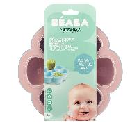 BÉABA, Multiportions Silicone de qualité premium, Résistance thermique extrême, Four et micro-onde, 6 alvéoles indépendantes, Couvercle hermétique, Fabriqué en Italie, 6x150 ml, Rose