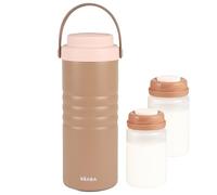 BÉABA, Refroidisseur Nomade Lait Maternel, Conservation jusqu’à 24H Sans Électricité, Glacière Inox Double Paroi, Tubes Refroidissants 360°, Transport & Stockage Allaitement,480ml, Milk Cooler, Pralin