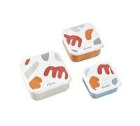 BÉABA, Set 3 Boîtes à goûter Bébé et Enfant, Idéal Maternelle Ecole Crèche Sport, Compact, Ouverture et Nettoyage Facile, Compatible Lave-Vaisselle et Micro-ondes, 230mL/350mL/500mL, Playful