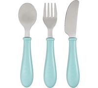 BÉABA, Set de 3 Couverts Enfant d'Apprentissage - Inox - 2ème Âge, Dès 12 mois - Prise en main facile pour Bébé, Airy Green