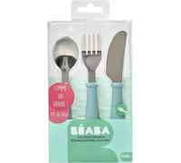 BEABA, Set de 3 couverts inox airy green