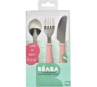 BEABA, Set de 3 couverts inox old pink