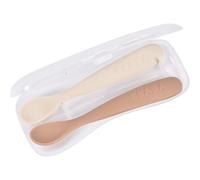 Beaba Set of 2 Ergonomic Spoons petite cuillère avec étui Clay Praline 4m+ 2 pcs