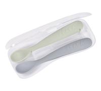 Beaba Set of 2 Ergonomic Spoons petite cuillère avec étui Pebble Green 4m+ 2 pcs
