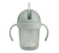 BÉABA, Tasse Paille Bébé 1er Âge, Paille Lestée, Anti-Fuite, Vert de Gris | Paille lestée, Aspiration naturelle, 2 anses, Anti-fuite, Dès 6 mois, Transition biberon-tasse, 200 ml